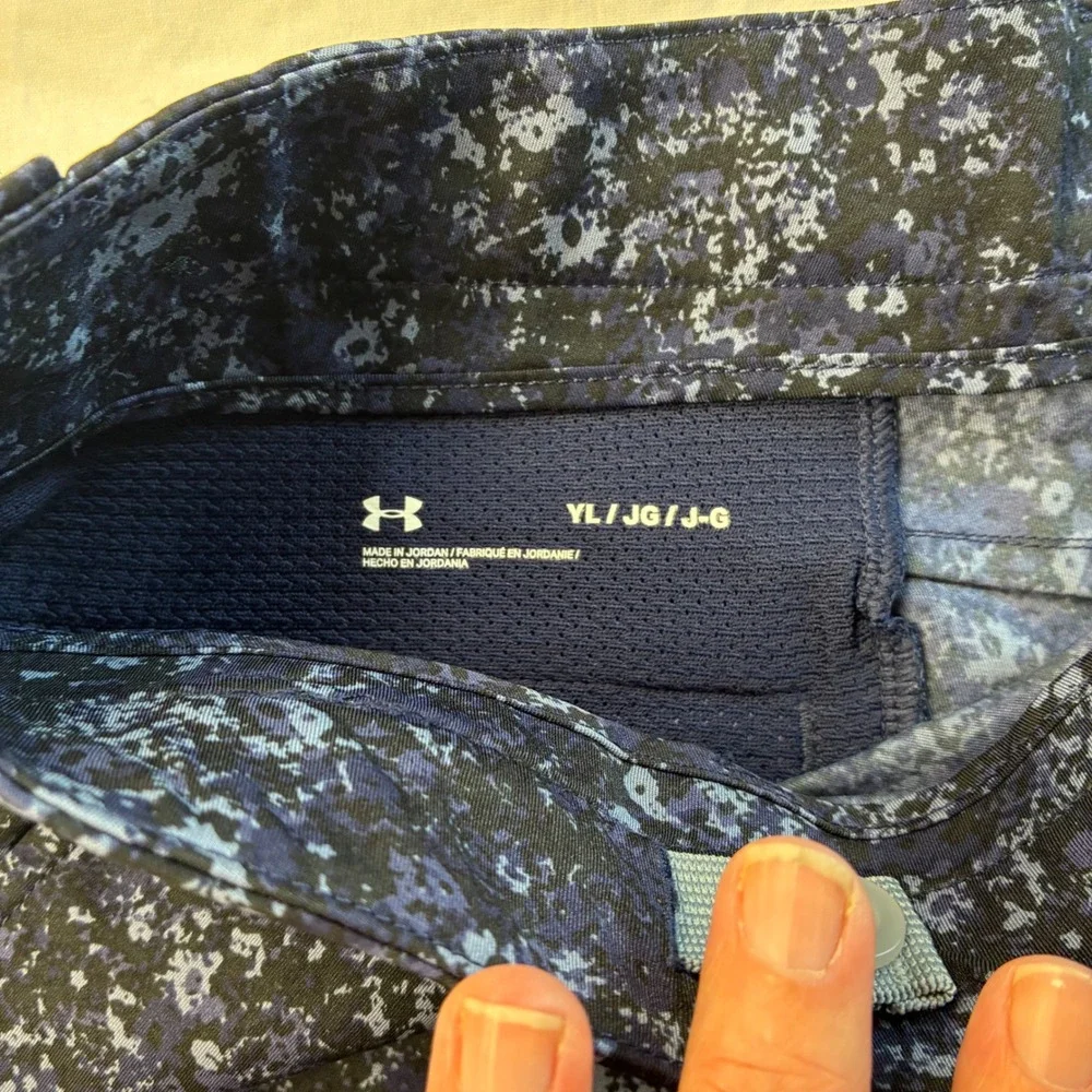 Under Armour Boys Drive Blue Splatter Print Golf Shorts Activewear Sz Lg